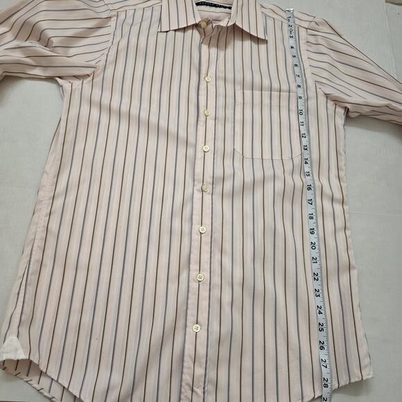 Arnold Brant Men’s Striped Dress Shirt Luxury Cotton Tailored Button-Up Size 15 - Picture 7 of 9